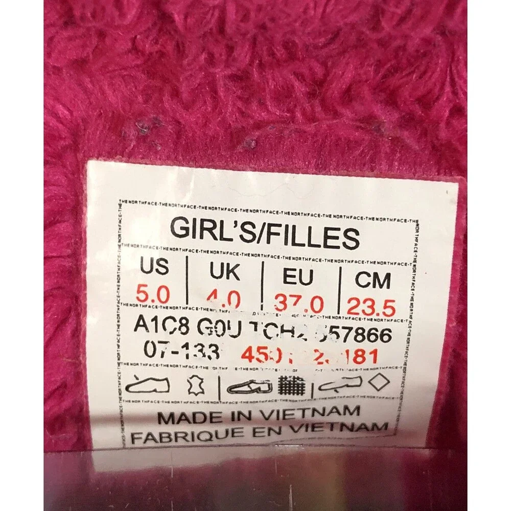 The North Face Girls Suede Waterproof Boots Chestnut Hot Pink Size 5